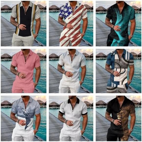 Men‘s Track Suits 2 Piece Summer Short Sets Outfits Fashion Polo Shirt Casual - Picture 6 of 7
